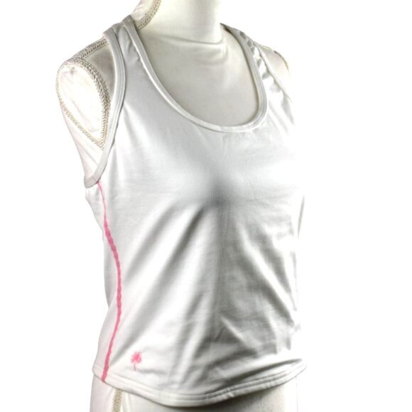 Lilly Pulitzer Court White With Pink Accent Power Tank Size Large (NWT) - Picture 3 of 7